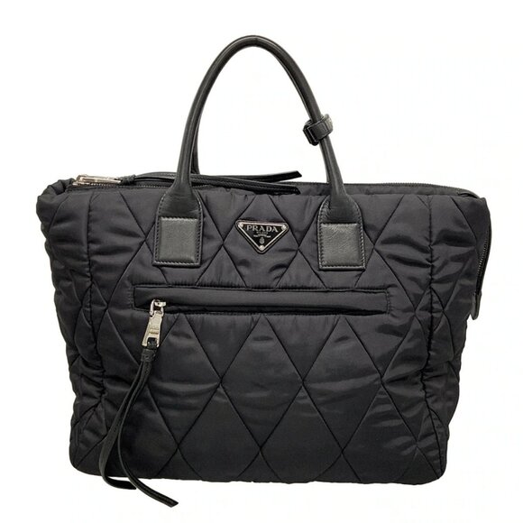 Auth PRADA - 1BG160 Black Nylon Leather Handbag - Picture 1 of 16